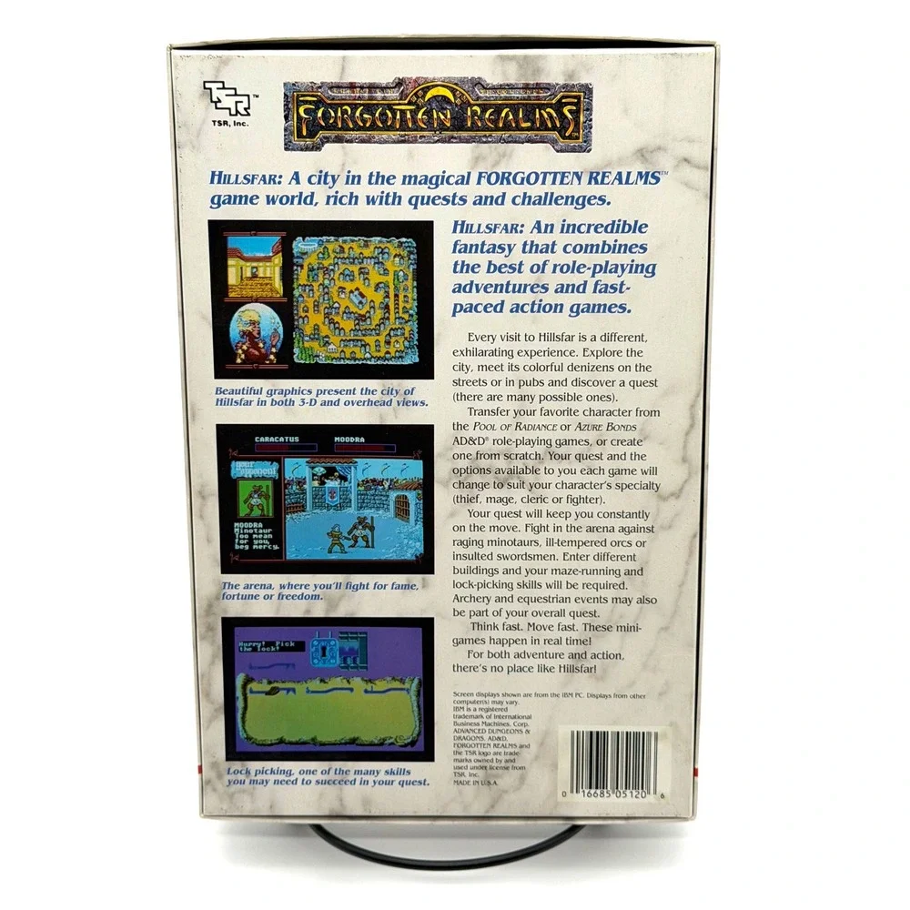 Advanced Dungeons & Dragons: Hillsfar PC IBM Vintage SSI Game Big Box Wheel